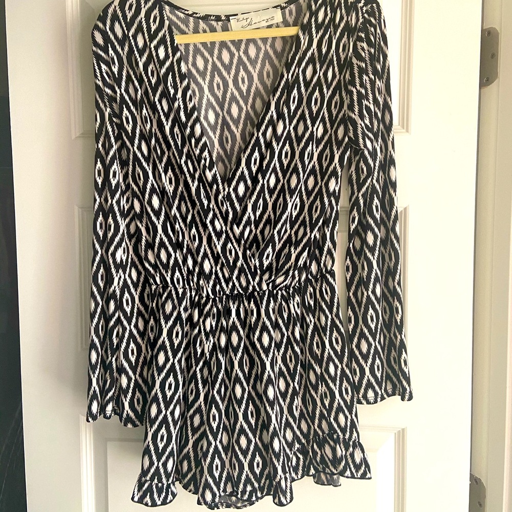 Black and white pattered romper